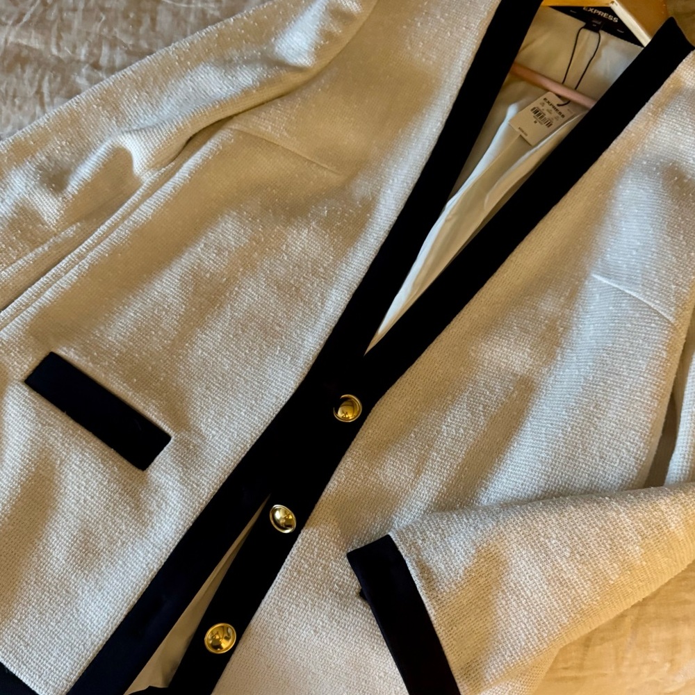 Elegant White and Black Women's Blazer